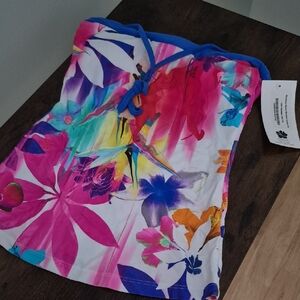 Hapari Blue and Pink Floral Bandeau Top